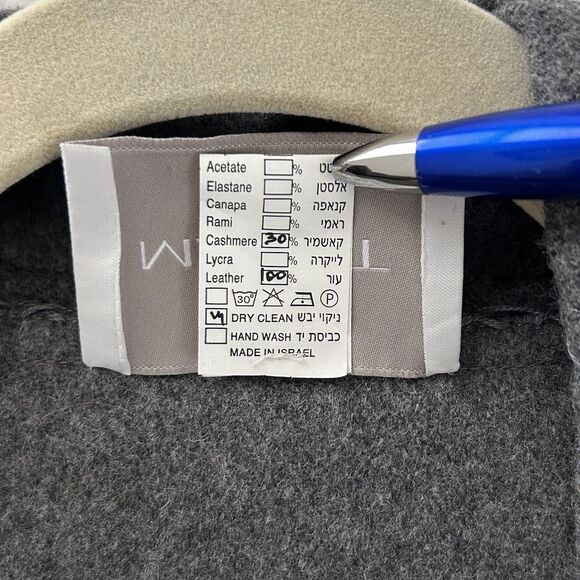 Maskit Wool Cashmere Open Front Jacket Belt Leather Detail Side Pockets Gray - Picture 15 of 15